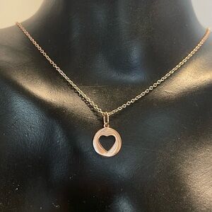 Rose gold 925 dainty heart cutout sterling silver necklace